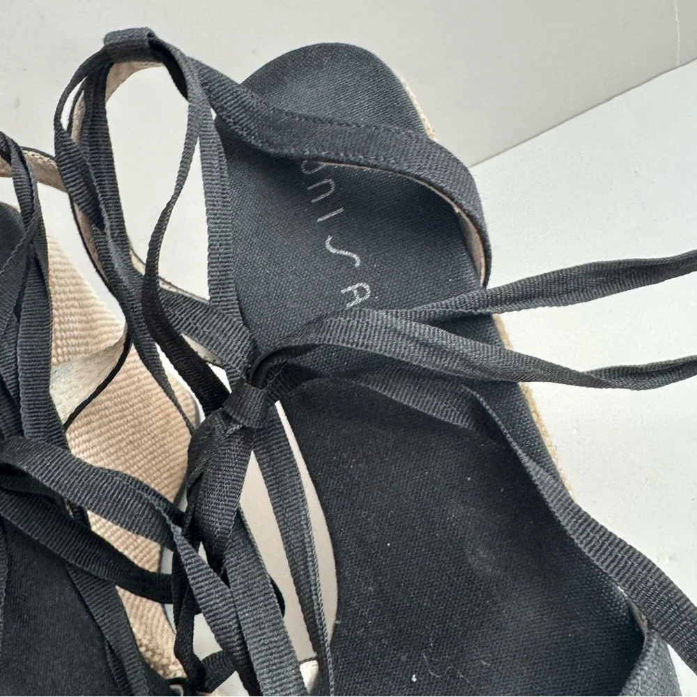 Unisa Elegant Black platform Wedge Sandals lace ankle